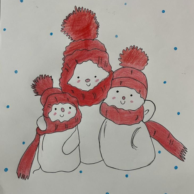 Snowman family drawing.